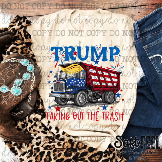 Taking out the trash dump truck Trump 2024 - Patriotic - Direct To Film Transfer / DTF - Heat Press Clothing Transfer