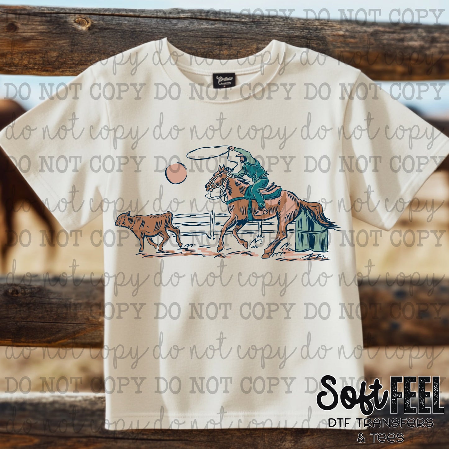 Calf Roper - country western - Direct To Film Transfer / DTF - Heat Press Clothing Transfer