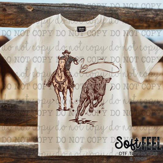 Calf Roper - country western - Direct To Film Transfer / DTF - Heat Press Clothing Transfer
