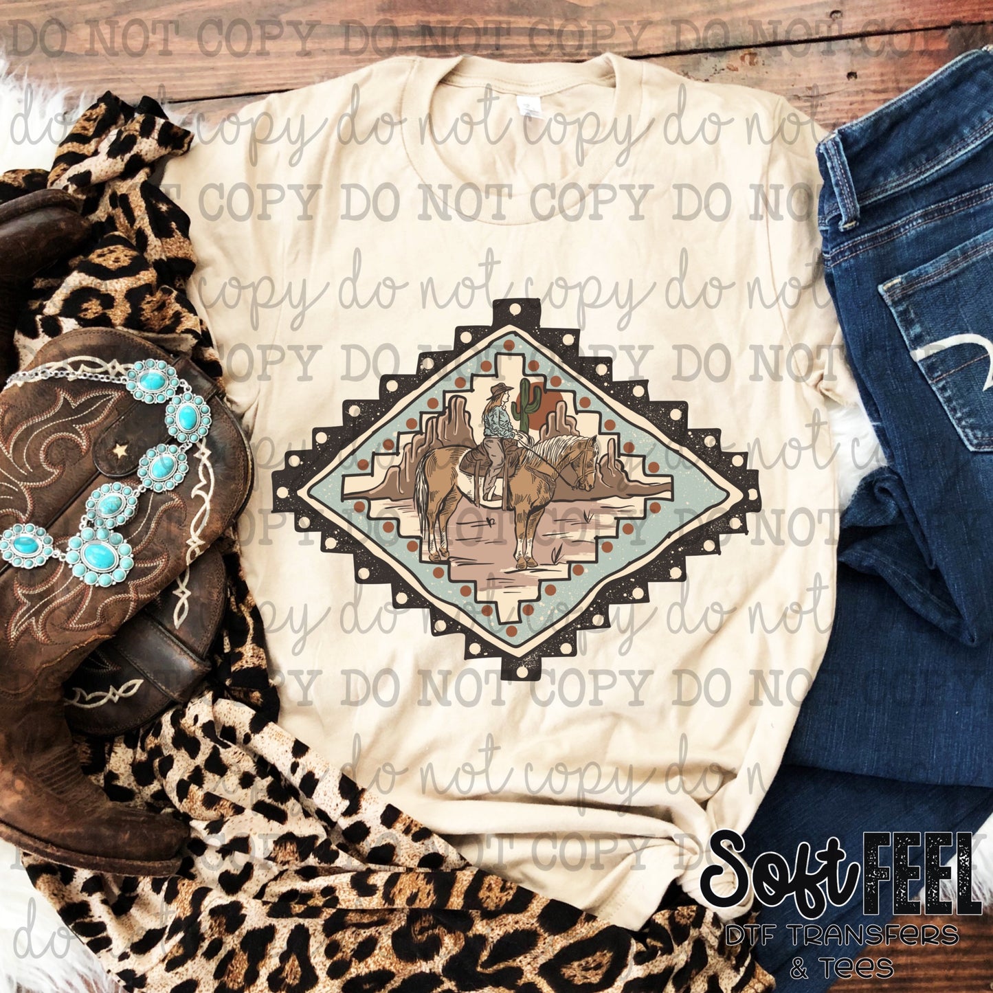 Cowgirl on Horse - country western - Direct To Film Transfer / DTF - Heat Press Clothing Transfer