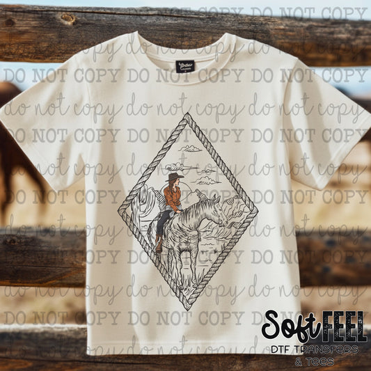 Cowgirl Mural- country western - Direct To Film Transfer / DTF - Heat Press Clothing Transfer