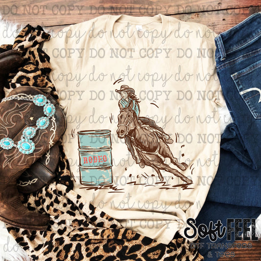 Barrel Racing cowgirl - country western - Direct To Film Transfer / DTF - Heat Press Clothing Transfer