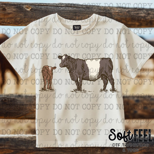 Cow Calf Pair - country western - Direct To Film Transfer / DTF - Heat Press Clothing Transfer
