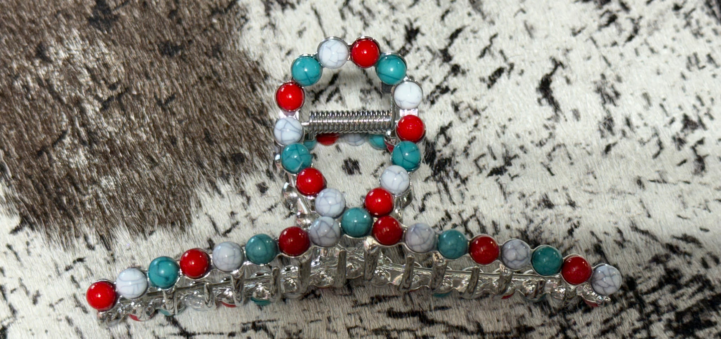 Faux Navajo Pearl Claw Clips