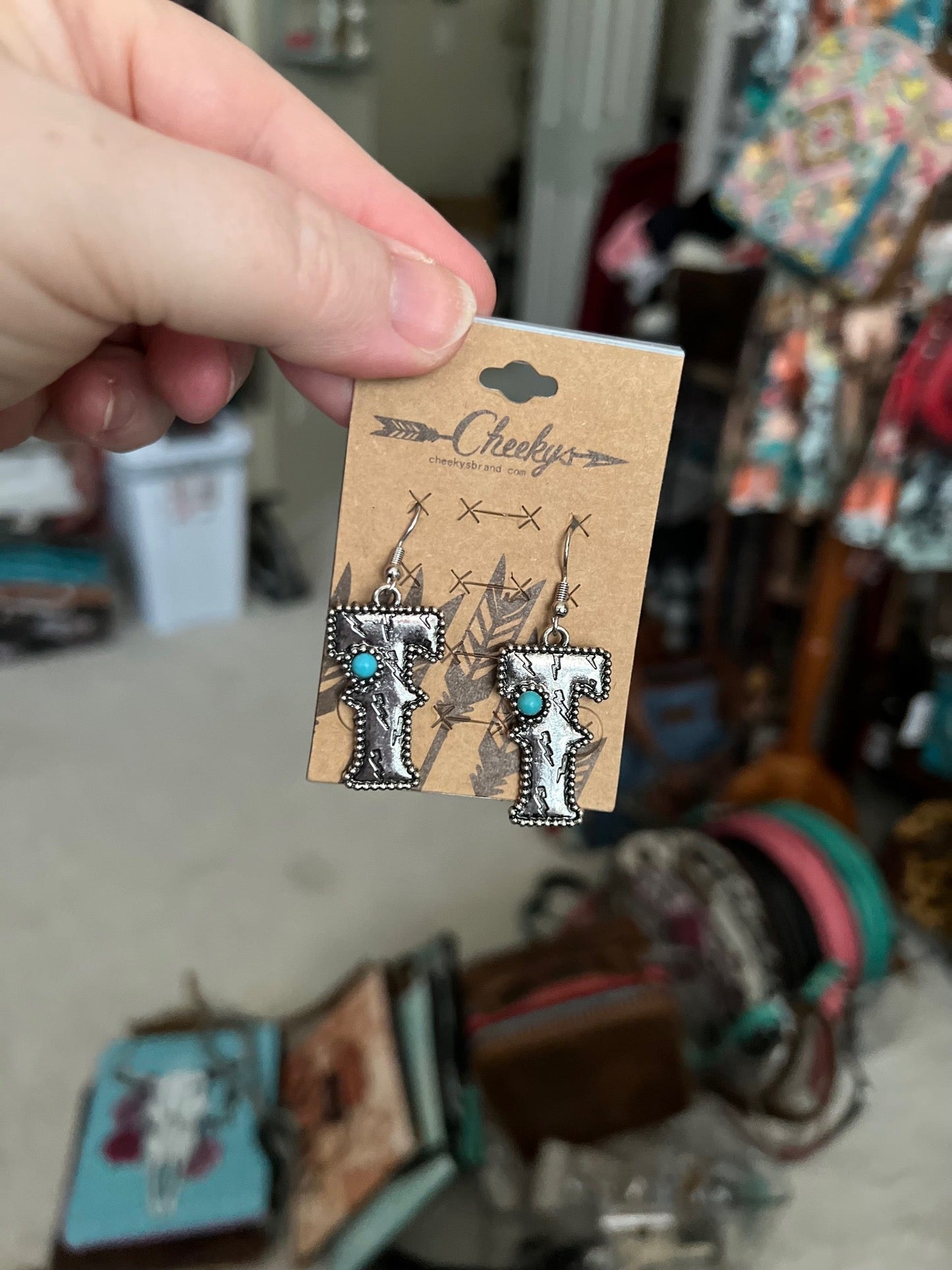 Silver Turquoise Letter / Initial Earrings