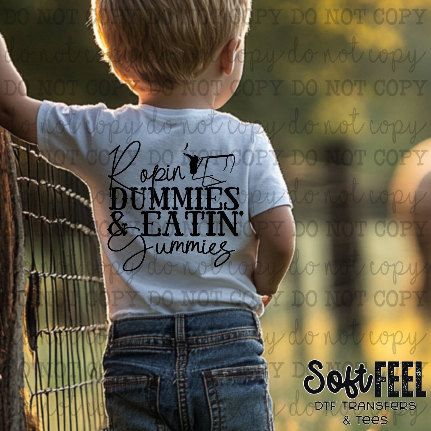Ropin Dummies & Eatin Gummies Cattle Humor - youth country western - Direct To Film Transfer / DTF - Heat Press Clothing Transfer
