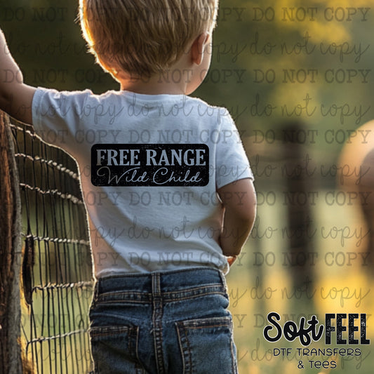 Free Range Wild Child - youth country western - Direct To Film Transfer / DTF - Heat Press Clothing Transfer