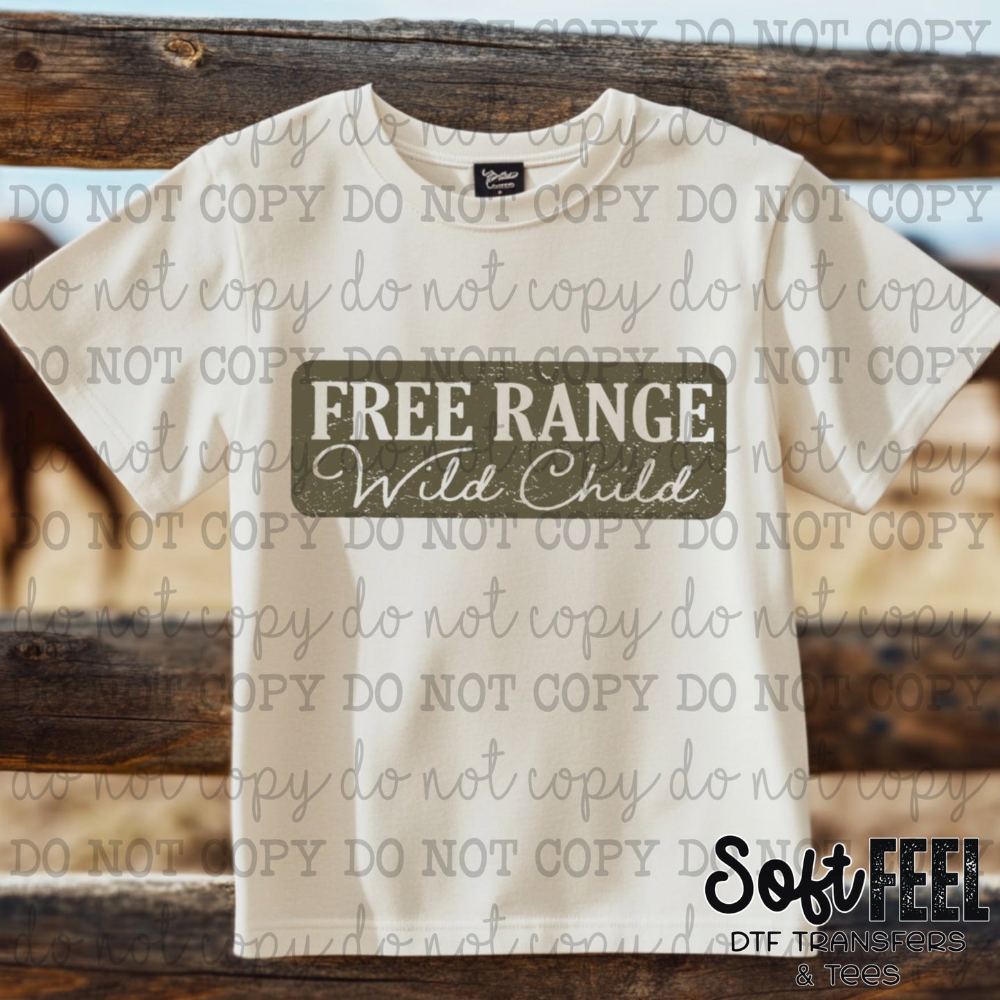 Free Range Wild Child - youth country western - Direct To Film Transfer / DTF - Heat Press Clothing Transfer