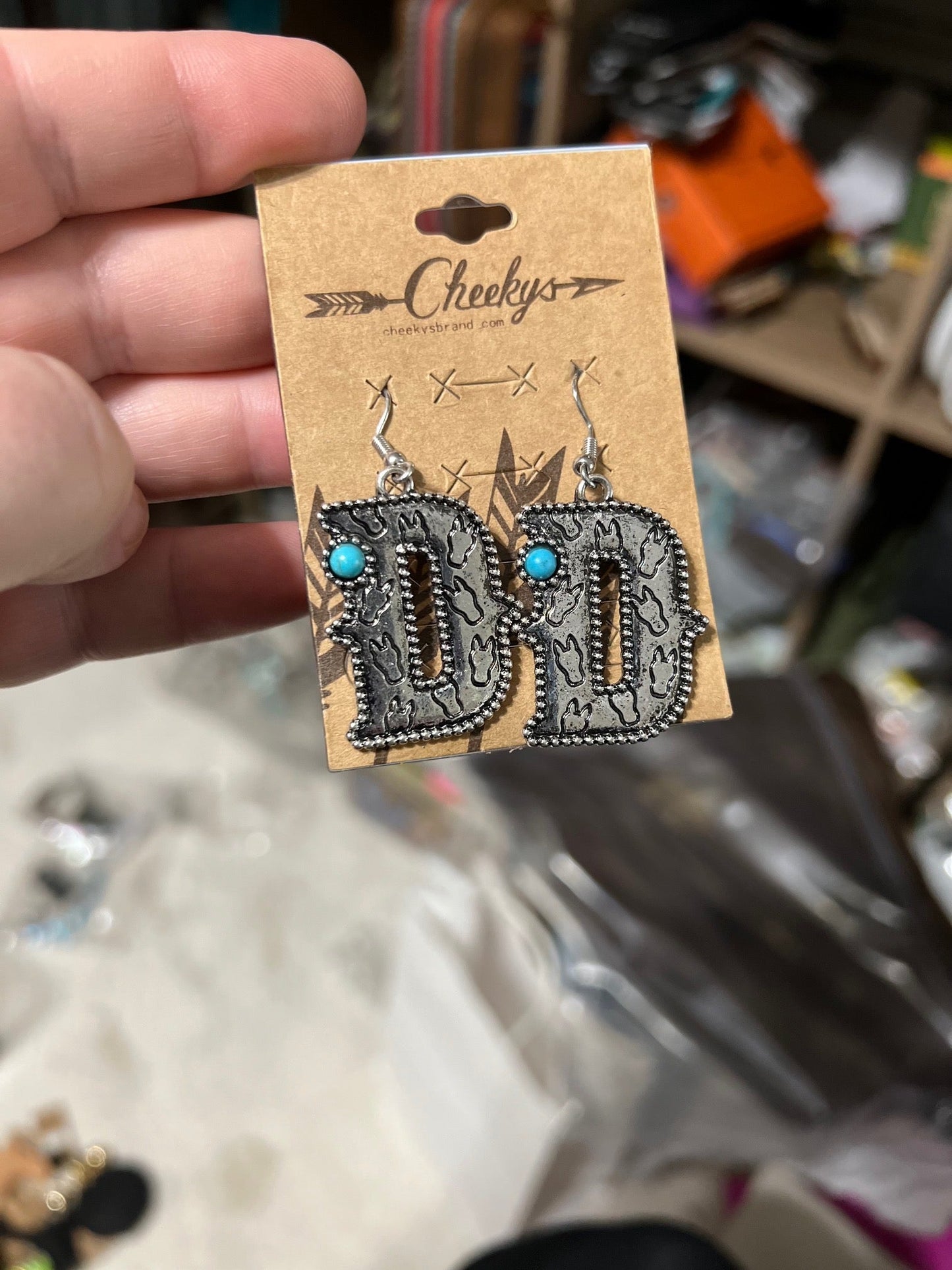 Silver Turquoise Letter / Initial Earrings