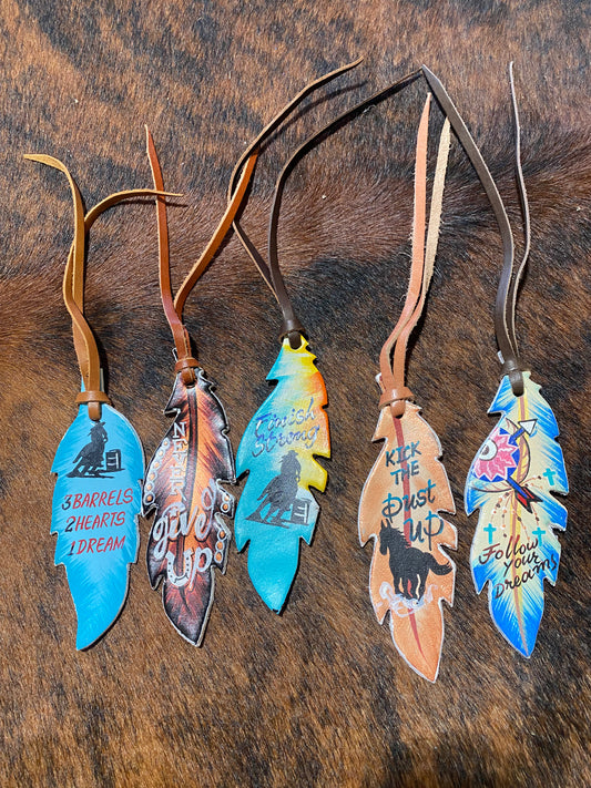 Tie on Feather Saddle Charms no