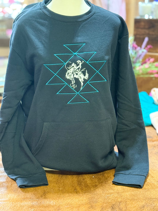 Barn Star Black Aztec Bronc Crew with pocket