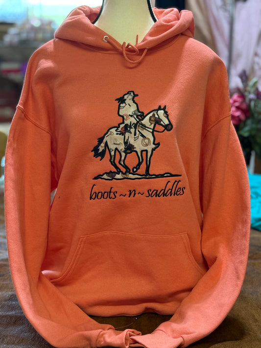 Barn Star Swag  Embrodiered Boots n Saddles Hoodie ad Crew neck
