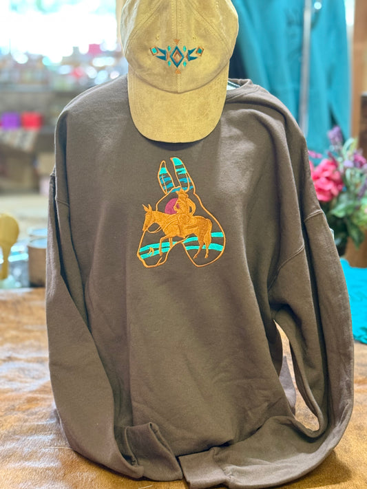 Barn Star Swag Desert Southwest Mule Embrodiered Crew