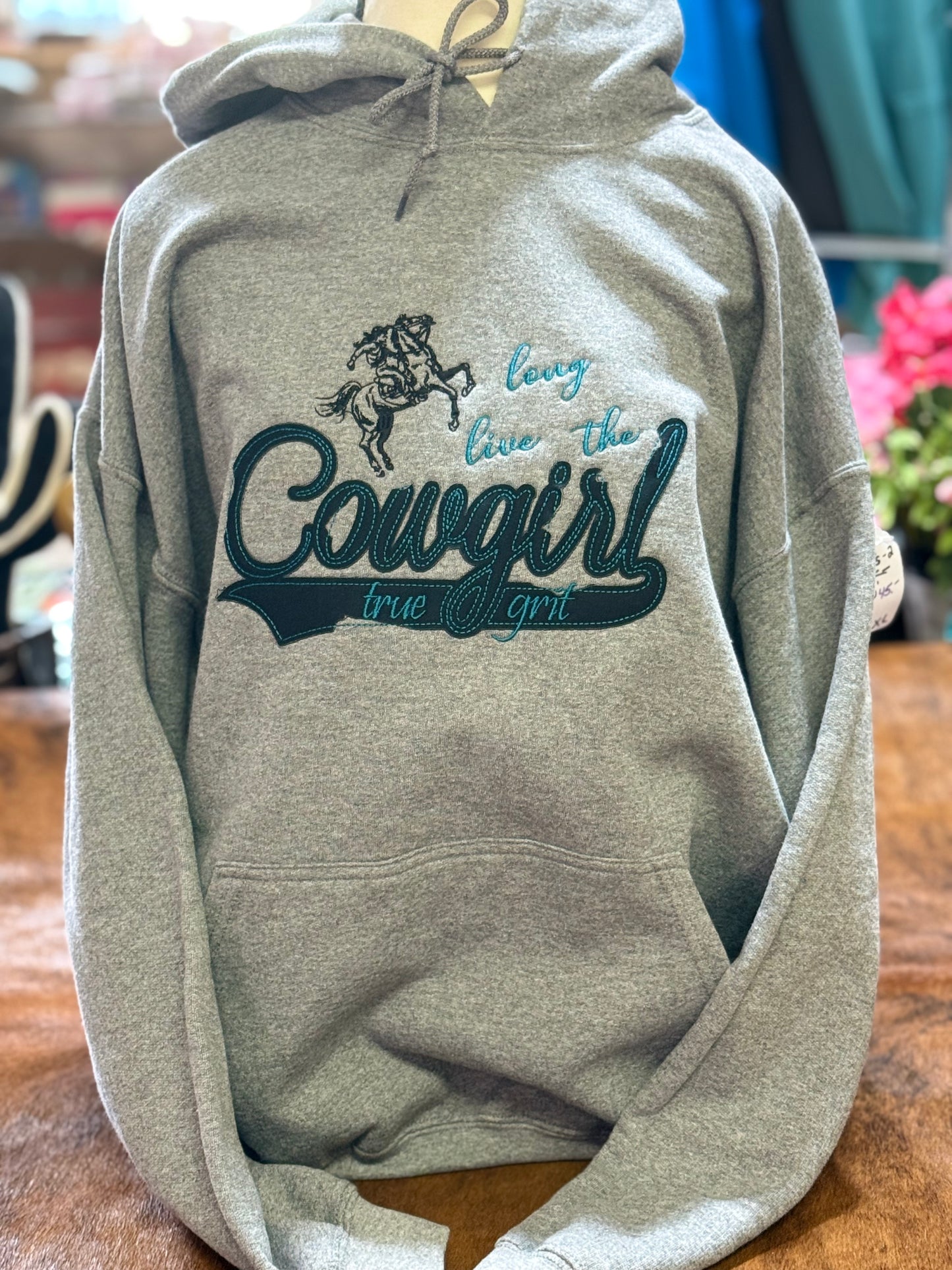 Barn Star Swag Embrodiered Long Live Cowgirl True Grit Hoodie