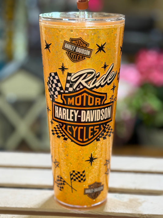 24 oz Still Glitter (NO MESS NO LEAK) Harley Acrylic Tumbler
