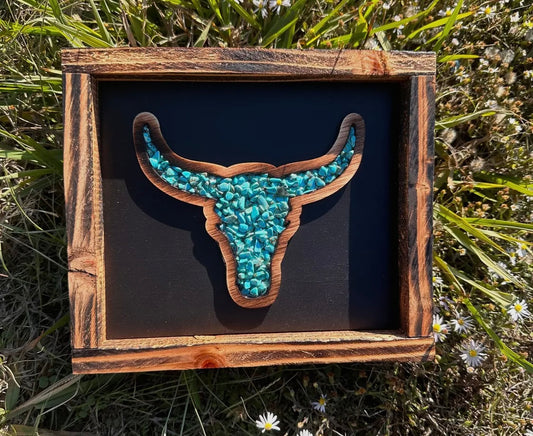 Small Turquoise Bull Skull Decor