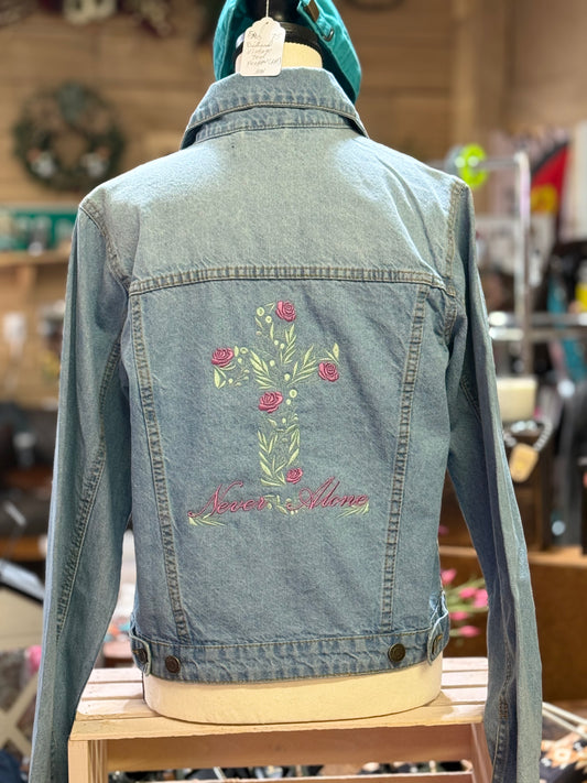 Barn Star Swag Light Denim Embroidered Jacket