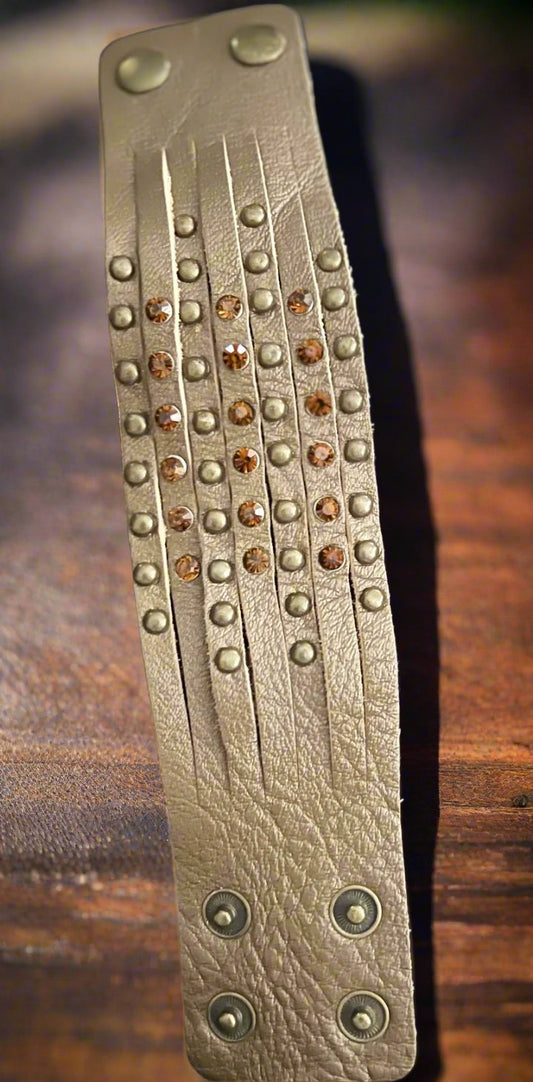 Leather Studded Bracelet with Snaps