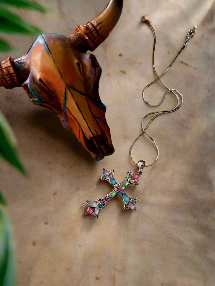 Cross Necklace 18" inch - Multi- RESTOCK