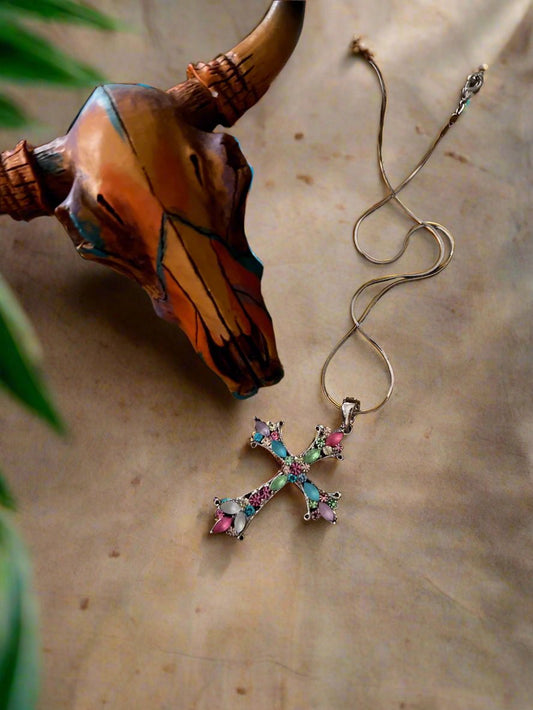 Cross Necklace 18" inch - Multi- RESTOCK