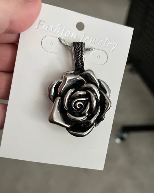 Rose Pewter Pendant - Magnetic Clasp -RESTOCK