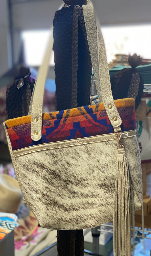 Handmade Pendleton and Hair on Hide Handbag