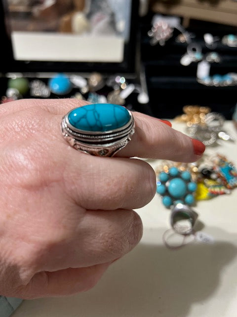 Assorted turquoise size 7 western style rings