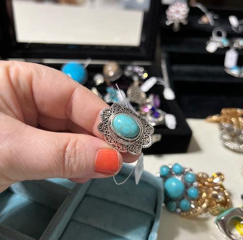 Turquoise Fashion Ring Size 6.5
