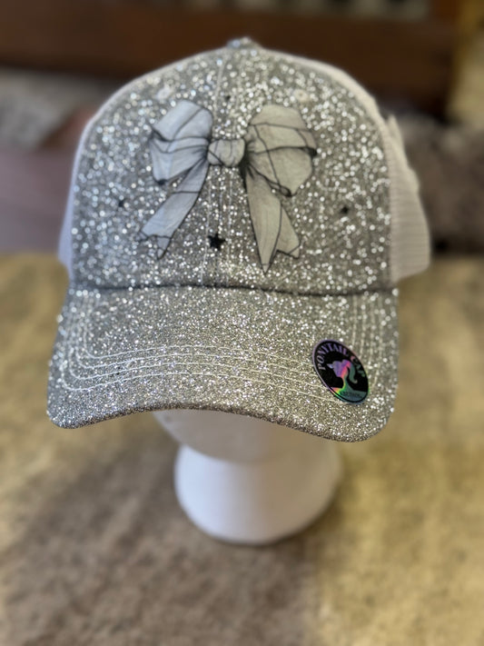 Bling Volleyball Ponytail Baseball hat
