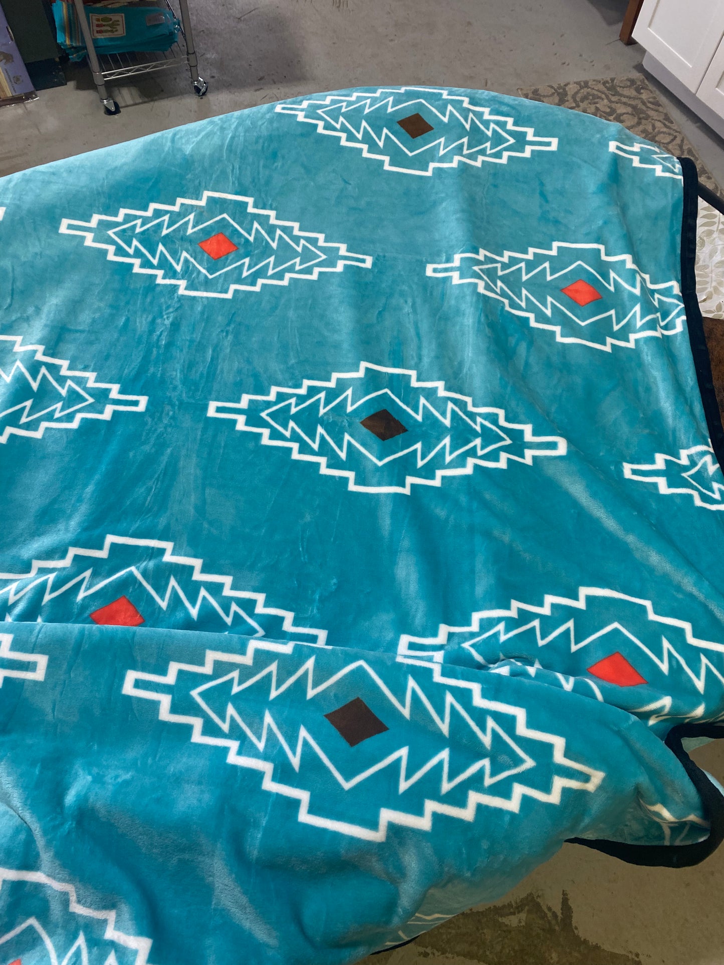 Teal and Aztec  Oversized Throw