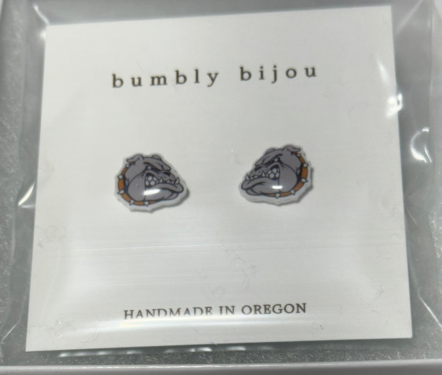 Bulldog Mascot Earrings Hypoallergenic Titanium Post Earrings