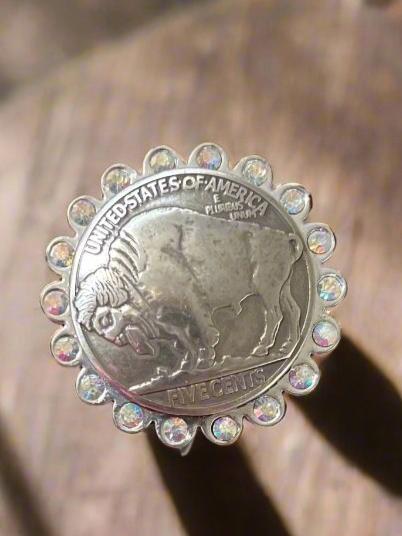 Sandra Ling Buffalo Coin AB Cuff Ring