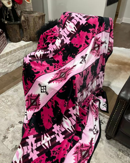 Pink Aztec Oversized 82x90 Throw Blanket