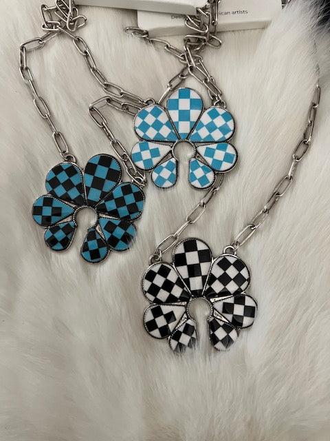 Squash Checkered Paperclip Necklace