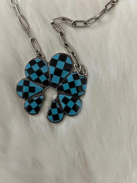 Squash Checkered Paperclip Necklace
