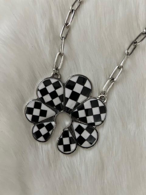 Squash Checkered Paperclip Necklace