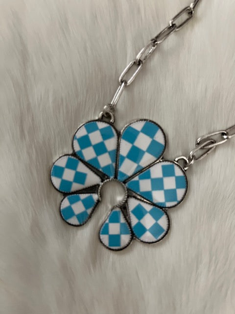 Squash Checkered Paperclip Necklace
