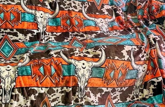 Steers and Cowboy Oversized Throw Blanket