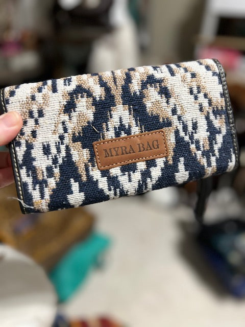 Myra Envelope Black and White Saddle Blanket Wallet Handbag