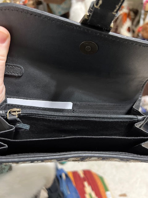 Myra Envelope Black and White Saddle Blanket Wallet Handbag