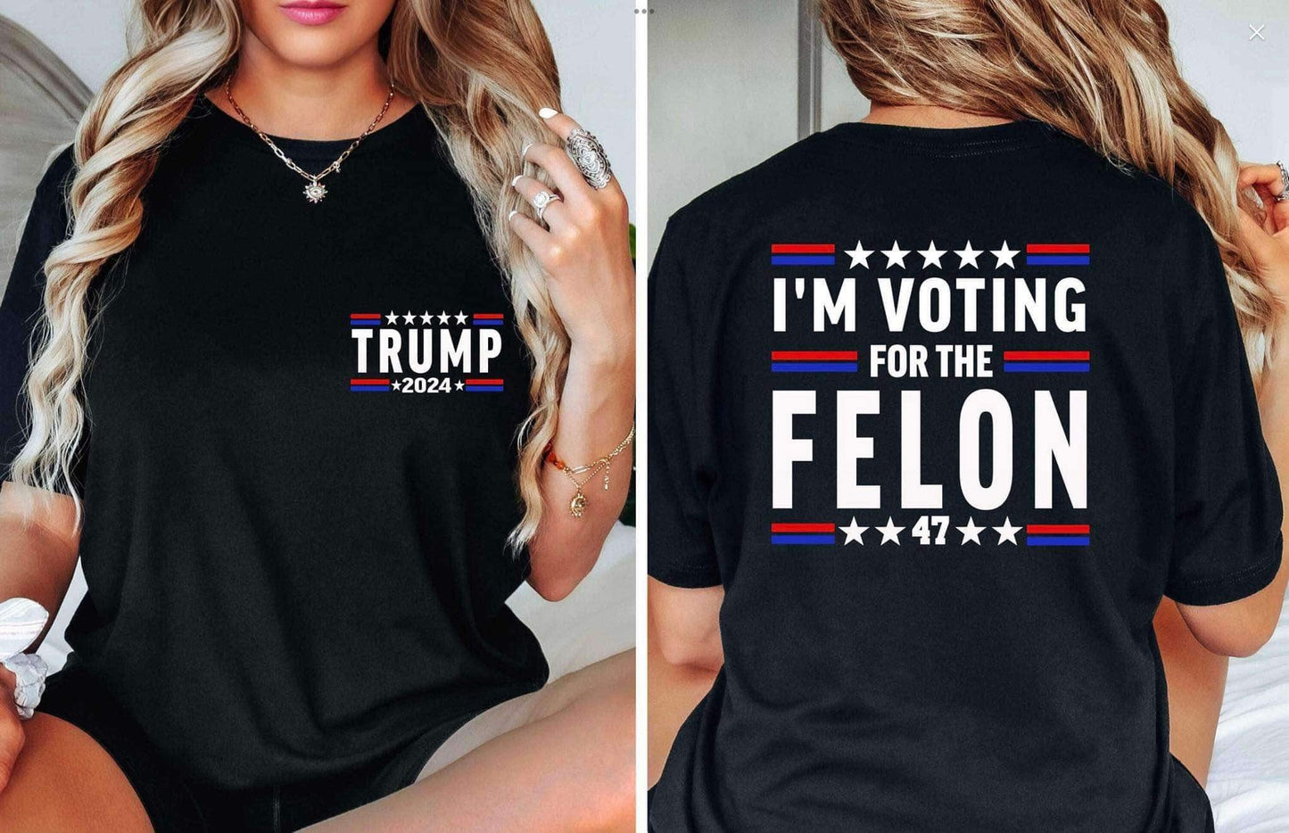 Voting for the Felon Trump 2024 - Patriotic - Direct To Film Transfer / DTF - Heat Press Clothing Transfer