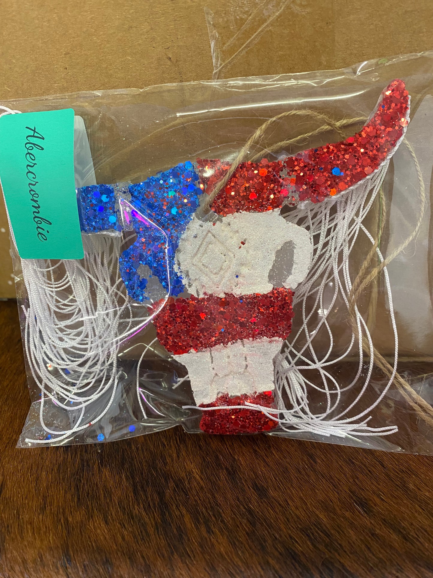 Red White and Blue Fringe Steer Head Freshie