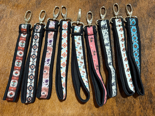 Neoprene Key Chain/Key Fob In Fun Western Designs