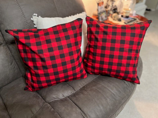Handmade Buffalo Check 16 inch Pillow Covers with Zipper - Set of 2