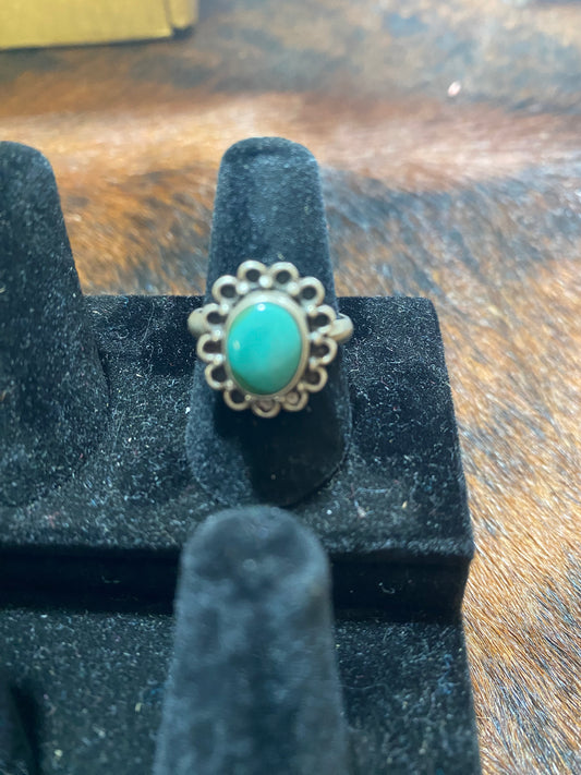 Genuine Turquoise and 925 Silver Adjustable Ring