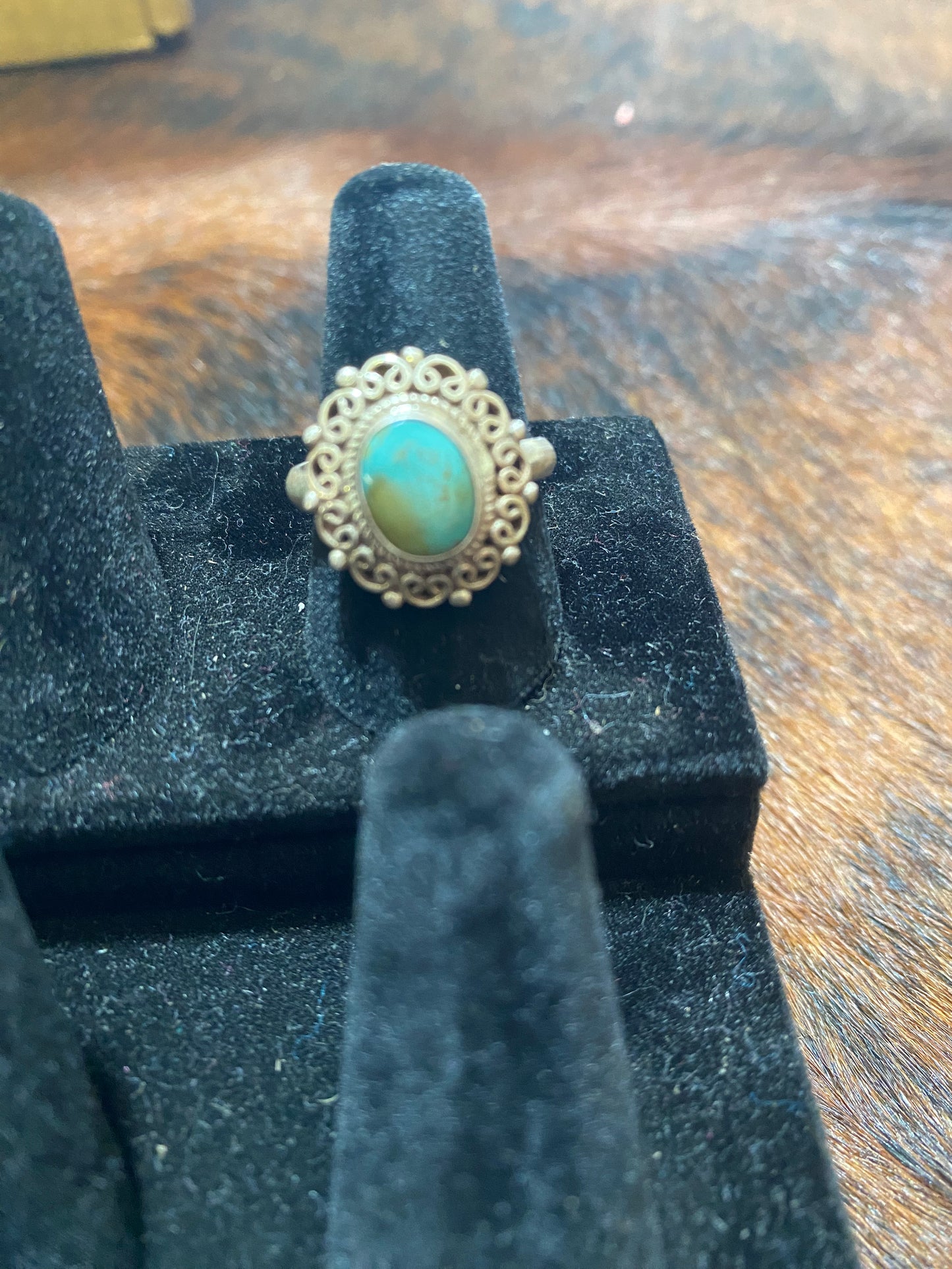 Stunning Genuine Turquoise on 925 Silver Adjustable Ring