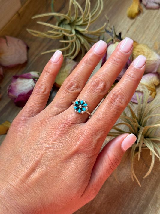 Zuni Kingman Turquoise Sterling Silver Ring – Size 9