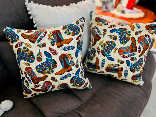 Giddy Up Cowboy Boot Pillow Covers - Set of 2