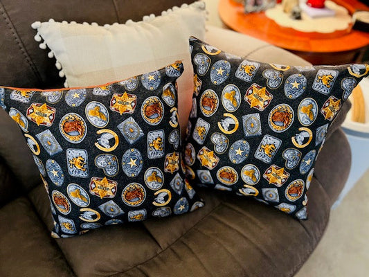 Western Horse and Sherif Pillow Covers - Set of 2