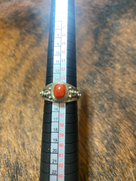 Genuine Coral Turquoise 925 Silver Ring